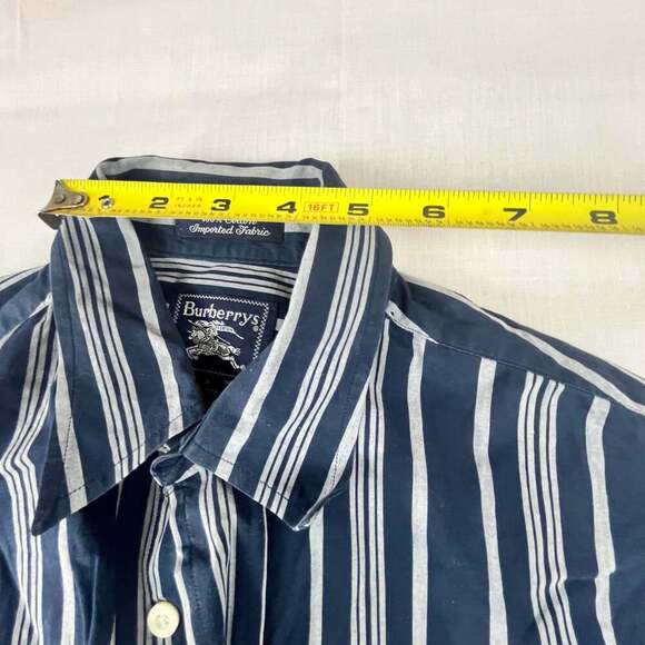 Burberrys of London Men’s Small Blue Long Sleeve Striped Dress Shirt Button Down - Picture 4 of 9